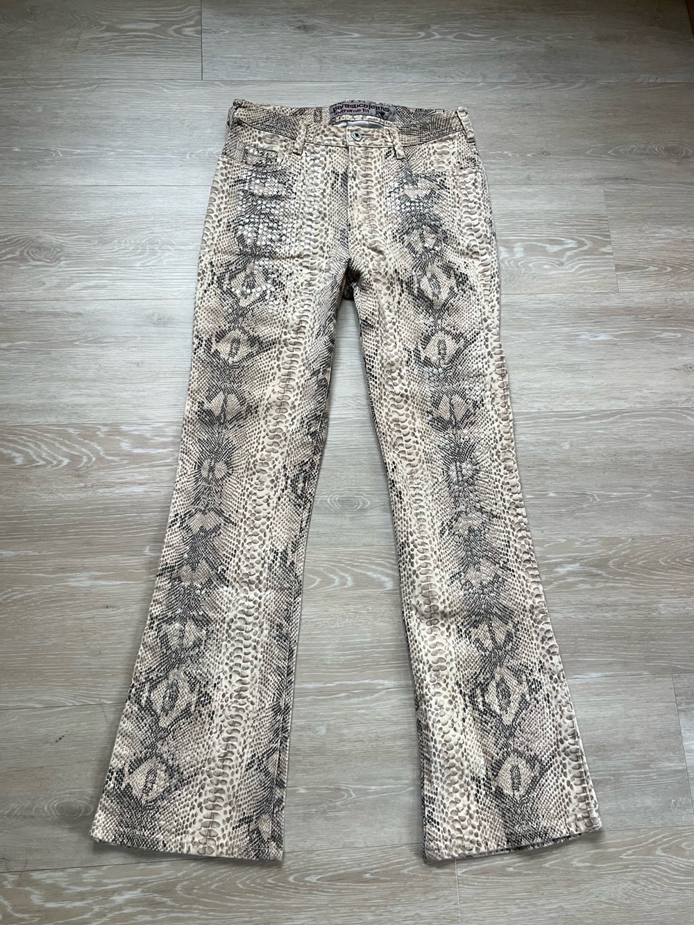 Parasuco Beige Snake-Print Flare Jeans